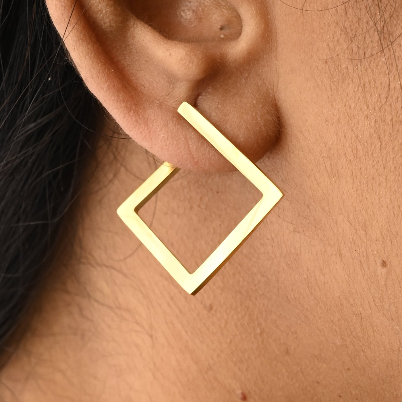 18K Gold-Filled Rhombus Hoop Earrings for Women