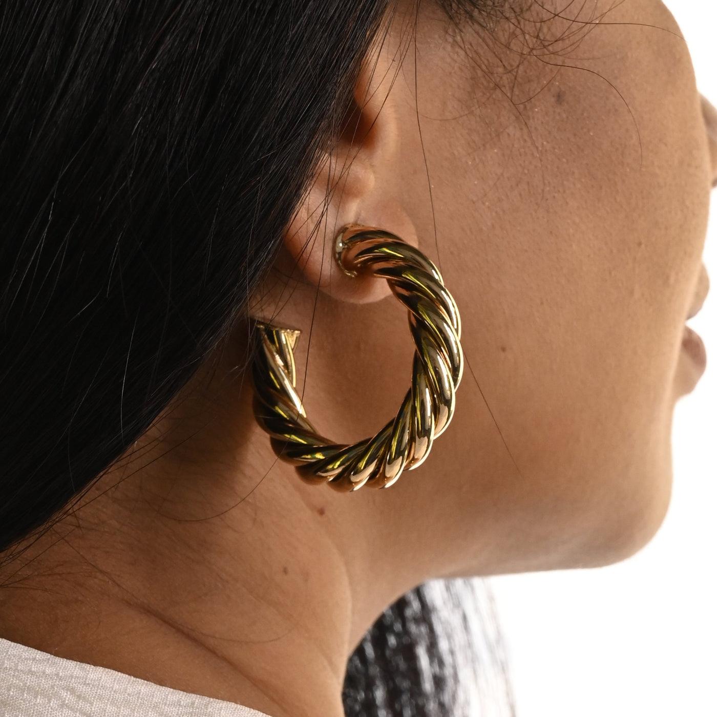 14K Gold-Filled Twisted Open Hoop Earrings