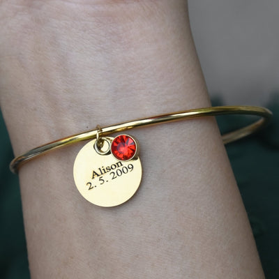 14K Gold-Filled Disc Charm Bracelet - Personalized Name Bracelet