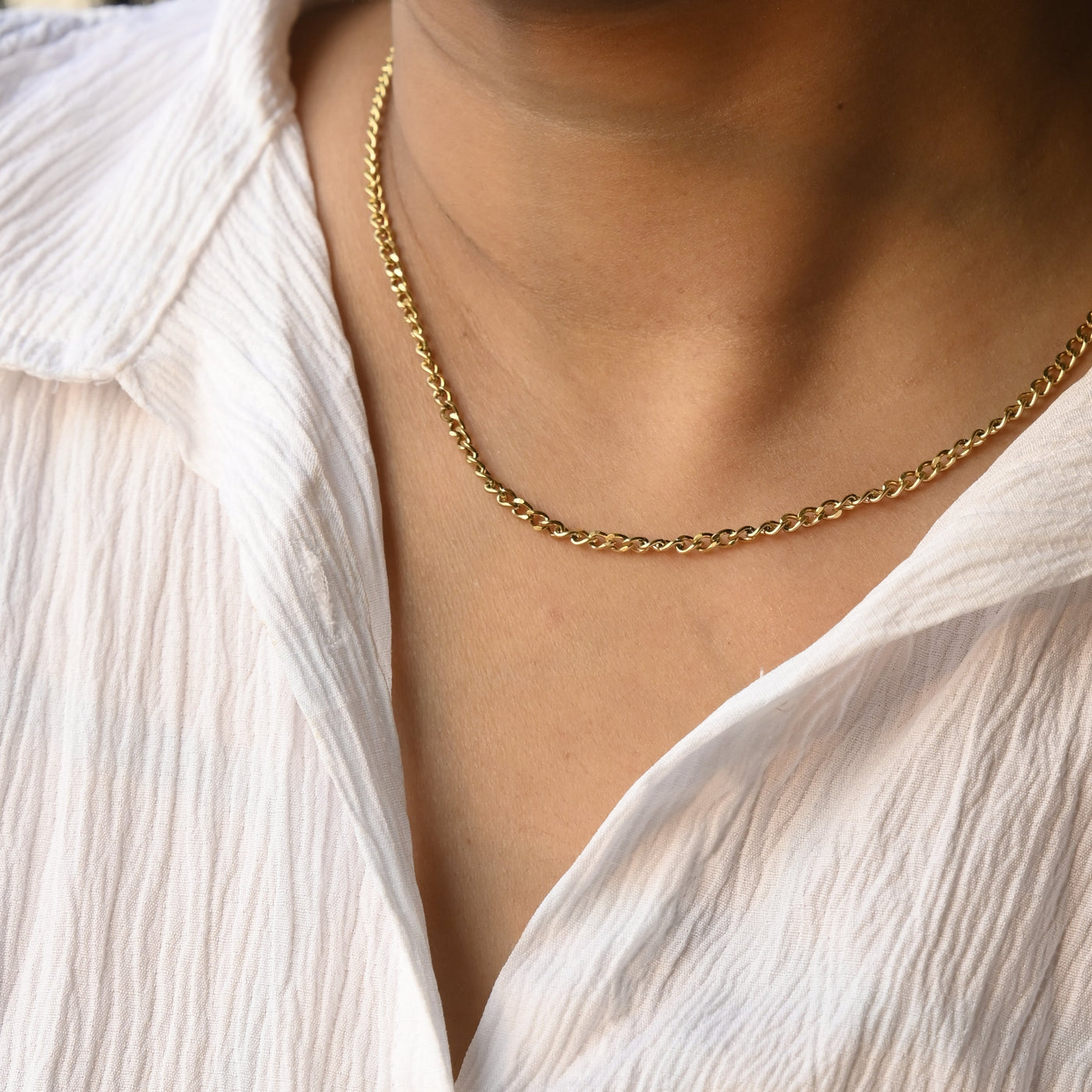 14K Gold-Filled 3mm Cuban Chain Necklace