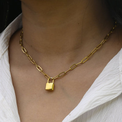 Gold Padlock Necklace