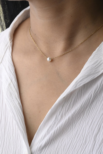 14K Gold-Filled Dainty Pearl Choker Necklace