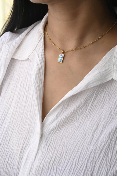 18K Gold-Filled Rectangle Shell Pendant Necklace