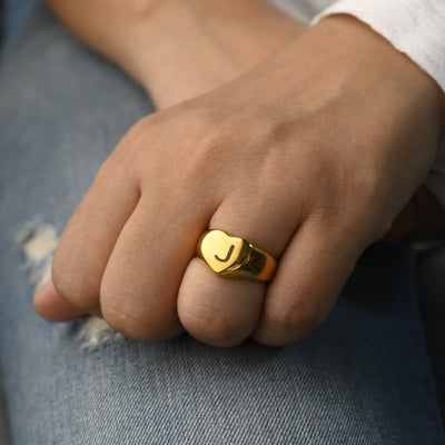 Engraved Letter Ring