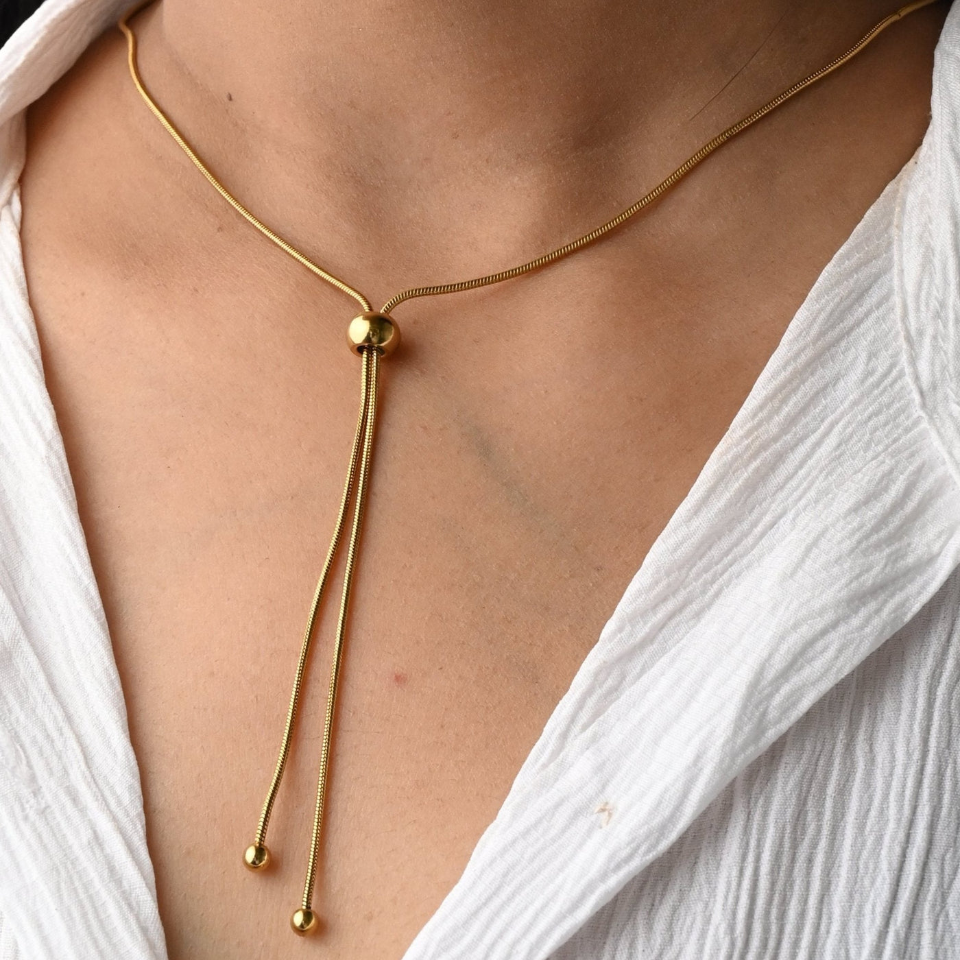 Gold Snake Slider Necklace