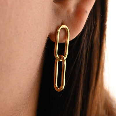 18K Gold-Filled Link Chain Earrings for Women