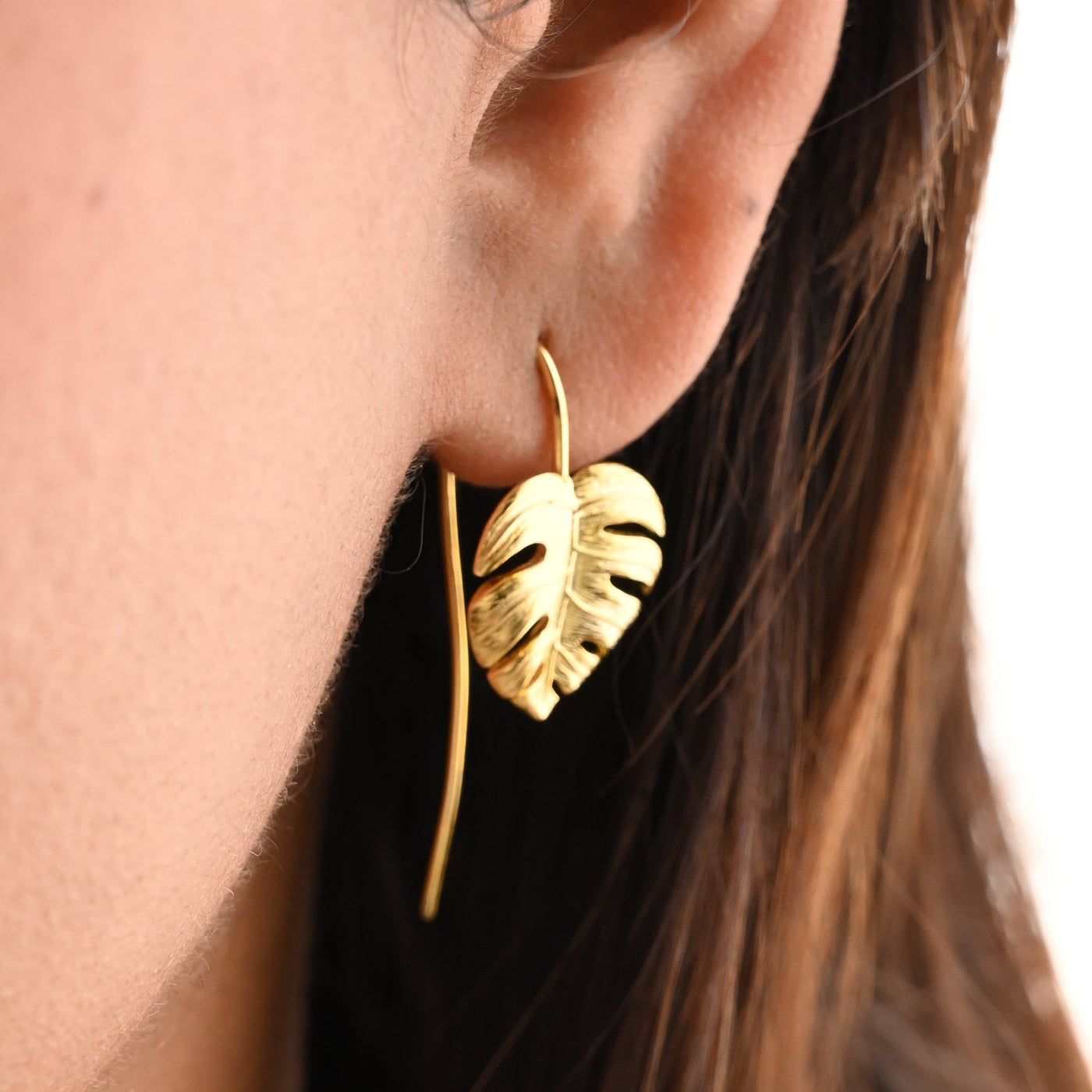 14K Gold-Filled Monstera Leaf Earrings | 925 Sterling Silver Earrings