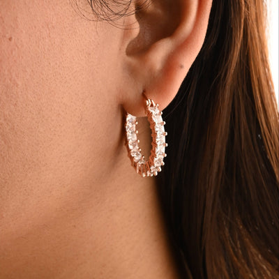 Zircon Silver Hoop Earrings