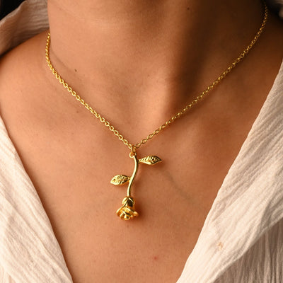 Gold Rose Pendant Necklace