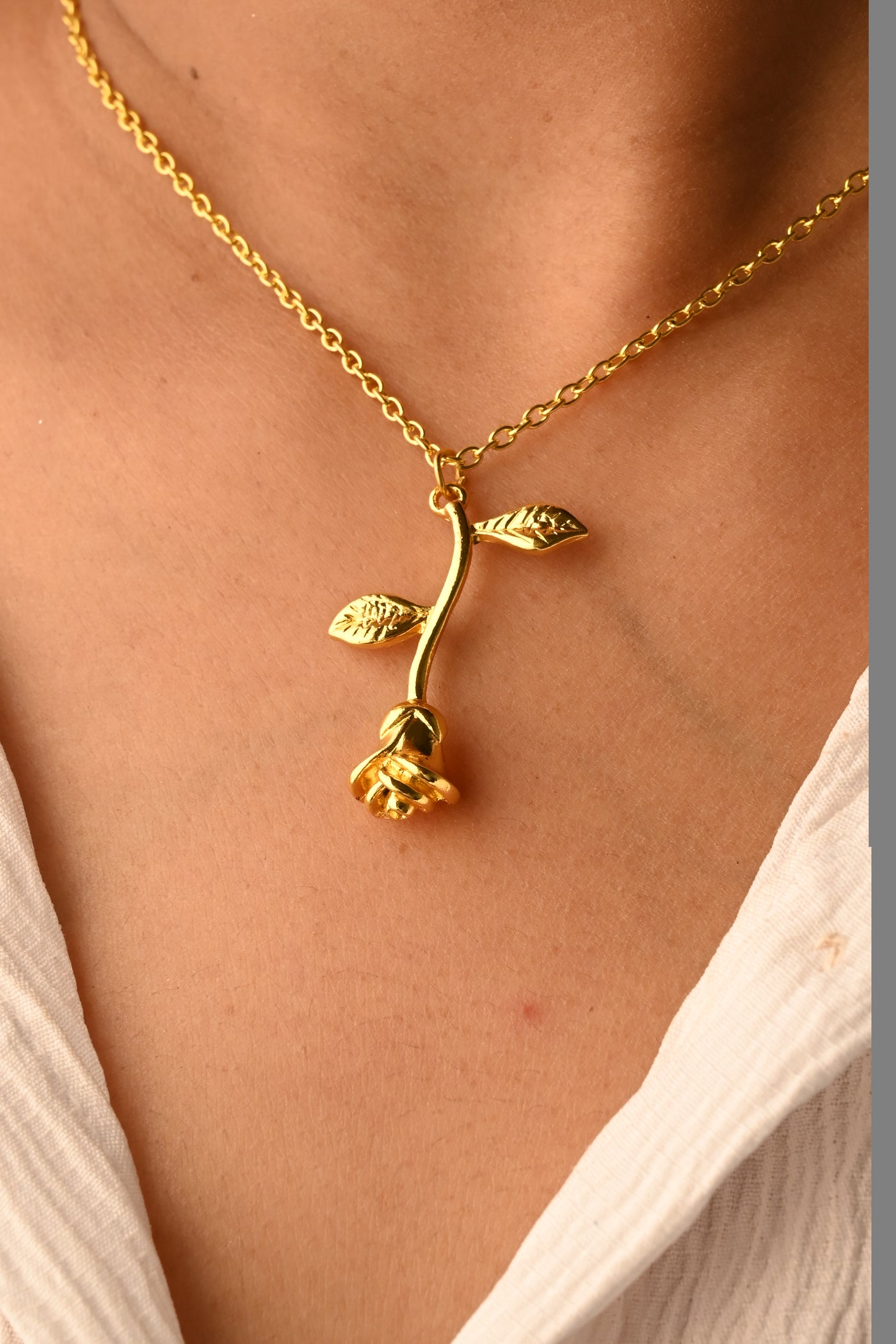 18K Gold-Filled Rose Pendant Necklace