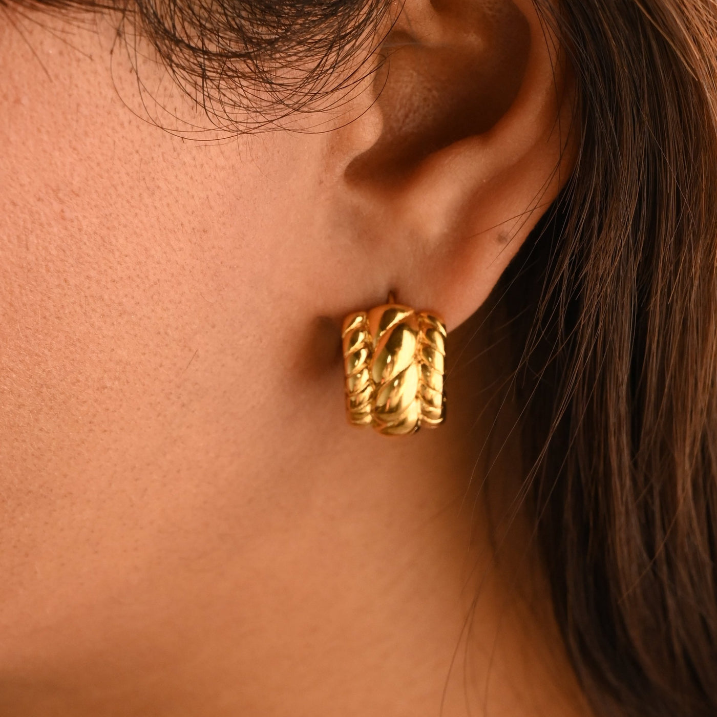 Twisted Gold Hoop Earrings