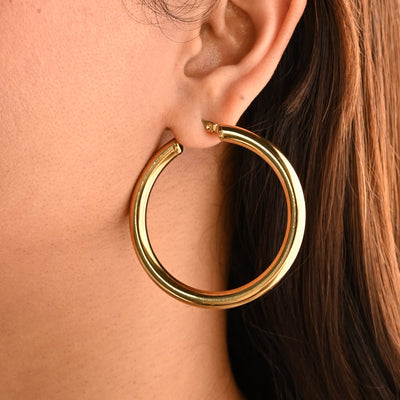 18K Gold-Filled Thick Large Hoops for Women | Simple Gold Hoop Earrings