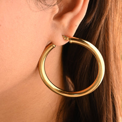 18K Gold-Filled Thick Large Hoops for Women