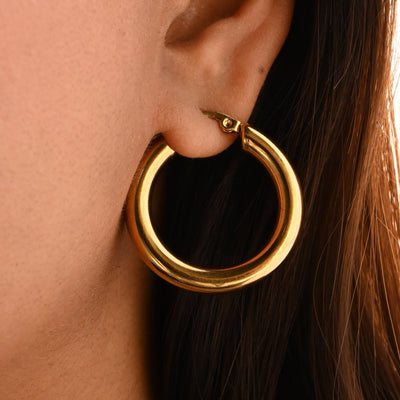 18K Gold-Filled Thick Small Hoops for Women | Simple Gold Hoop Earrings