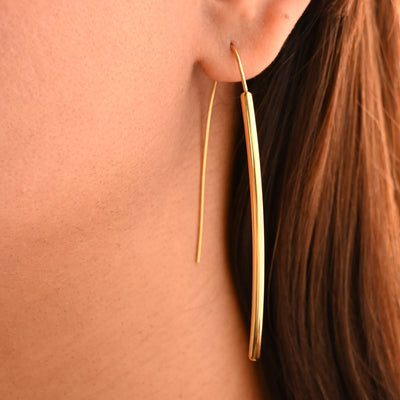 18K Gold-Filled Plain Arc Threader Hoop Earrings