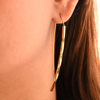 18K Gold-Filled Twisted Arc Threader Hoop Earrings