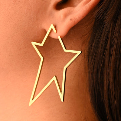 18K Gold-filled Big Star Hoop Earrings for Women