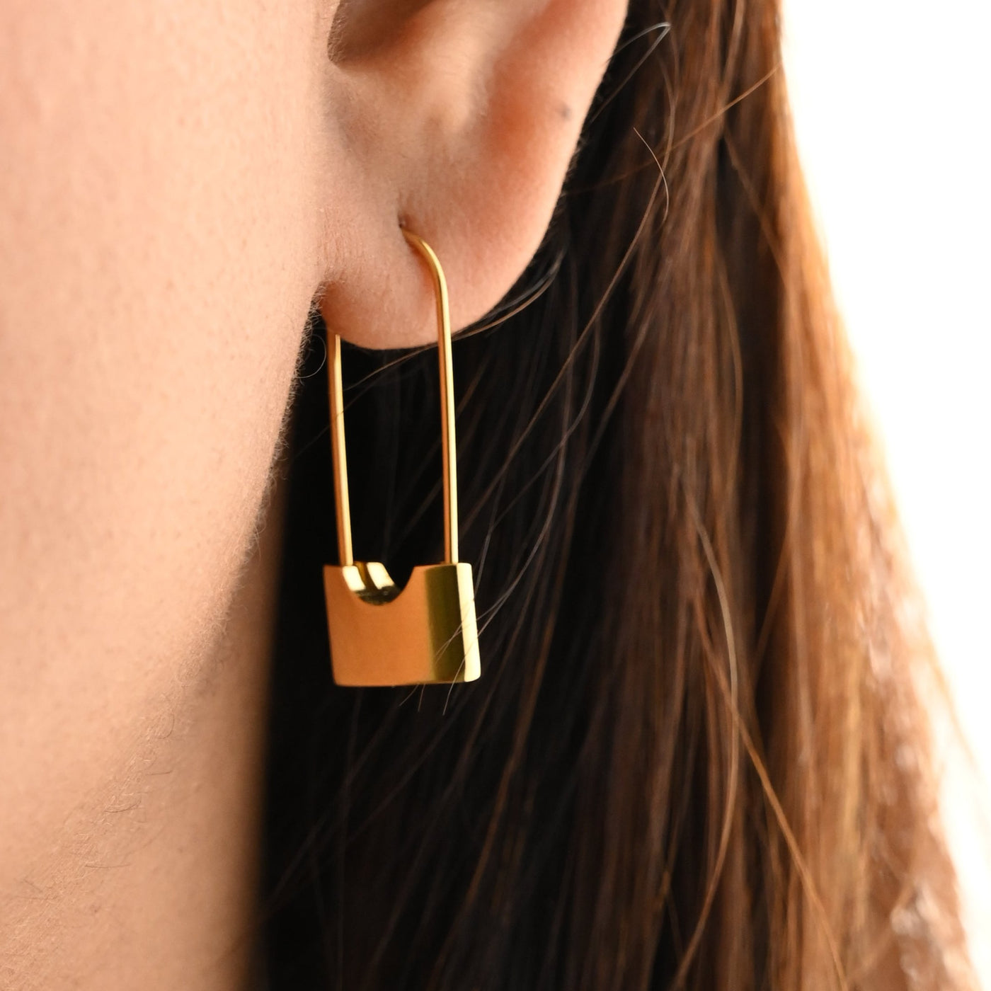 Gold Padlock Earrings