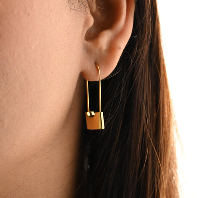 18K Gold-Filled Padlock Earrings for Women