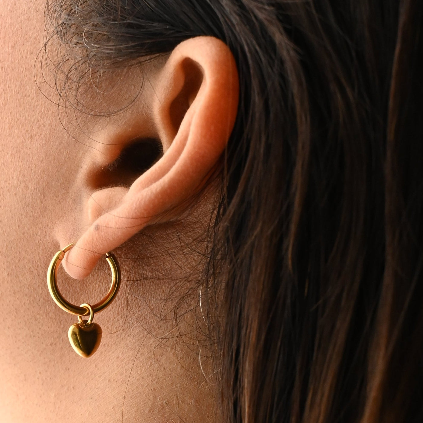 18k Gold-Filled Heart Huggie Hoop Earrings