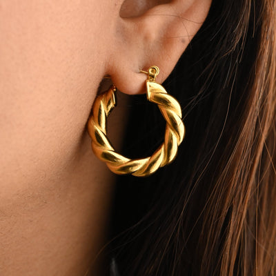 Twisted Gold Hoop Earrings