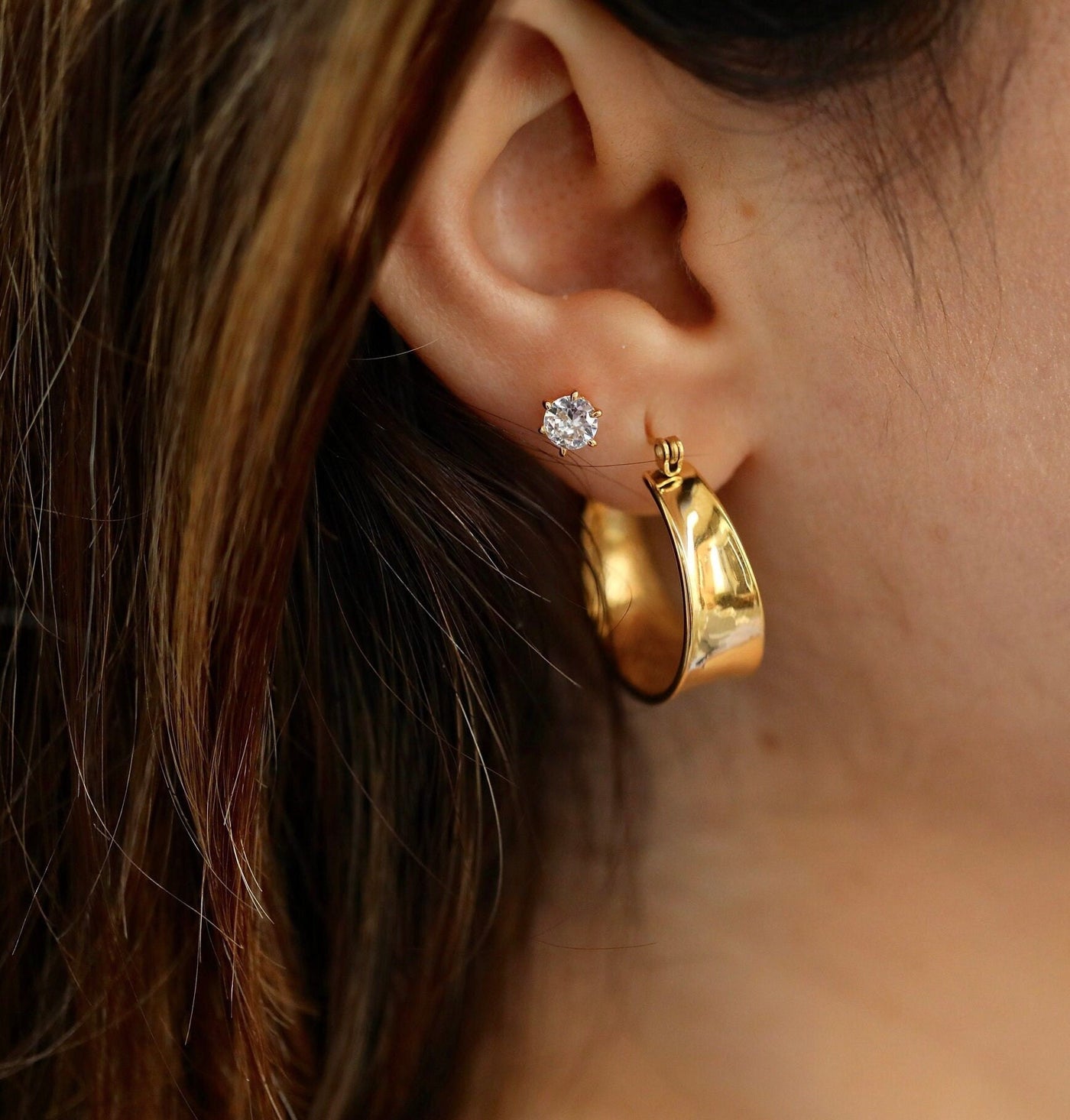 18K Gold-Filled Flat Gold Hoops