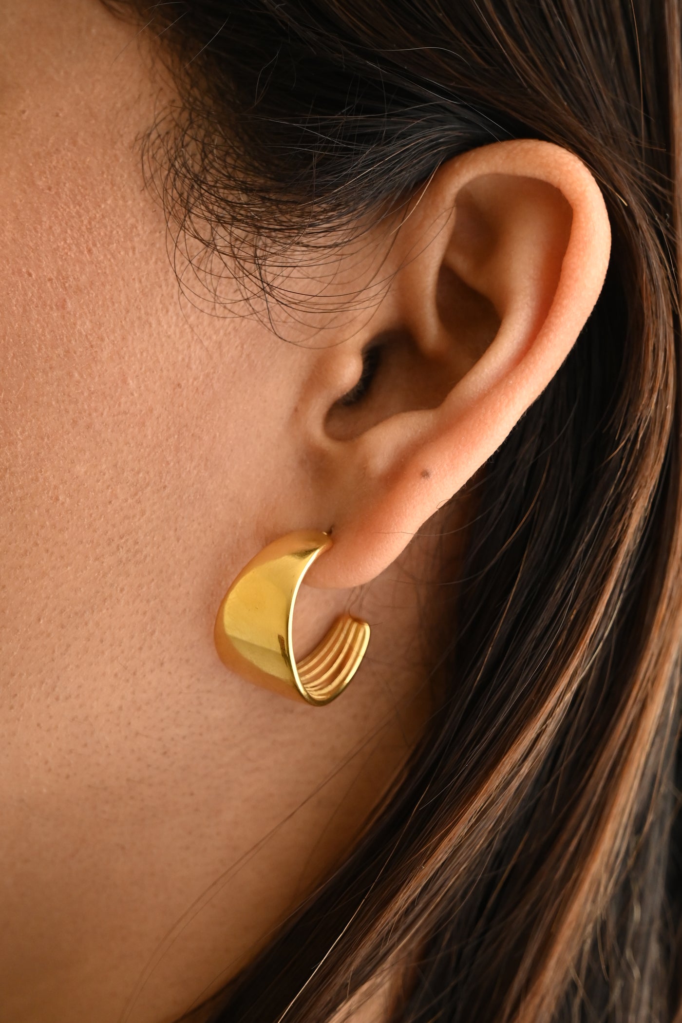 18K Gold-Filled Wide Hoops For Women