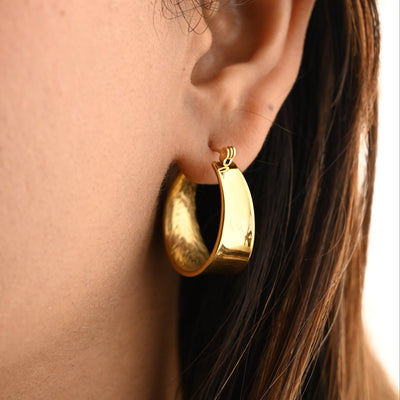 Flat Gold Hoop Earrings