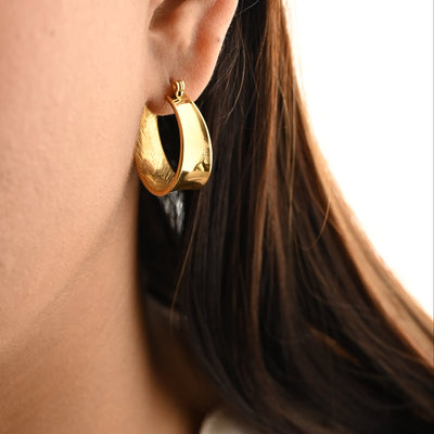 18K Gold Filled Flat Hoops 