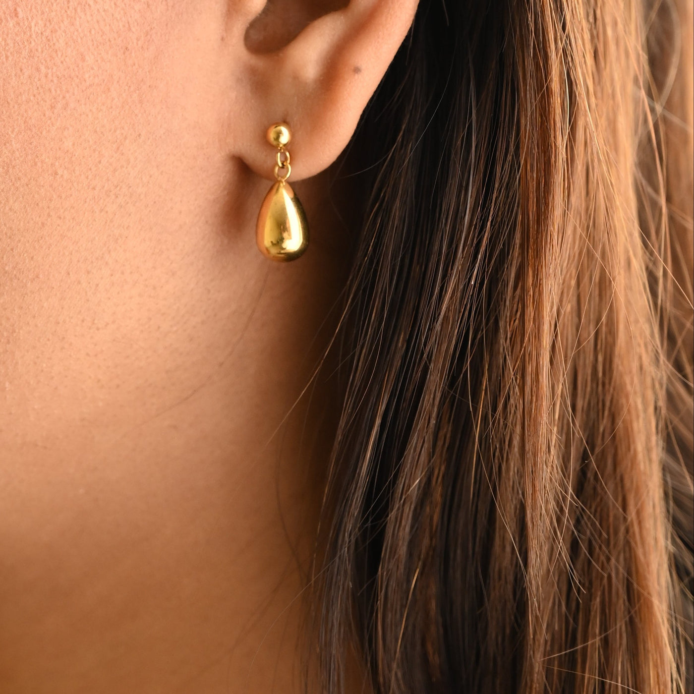 Gold Teardrop Stud Earrings