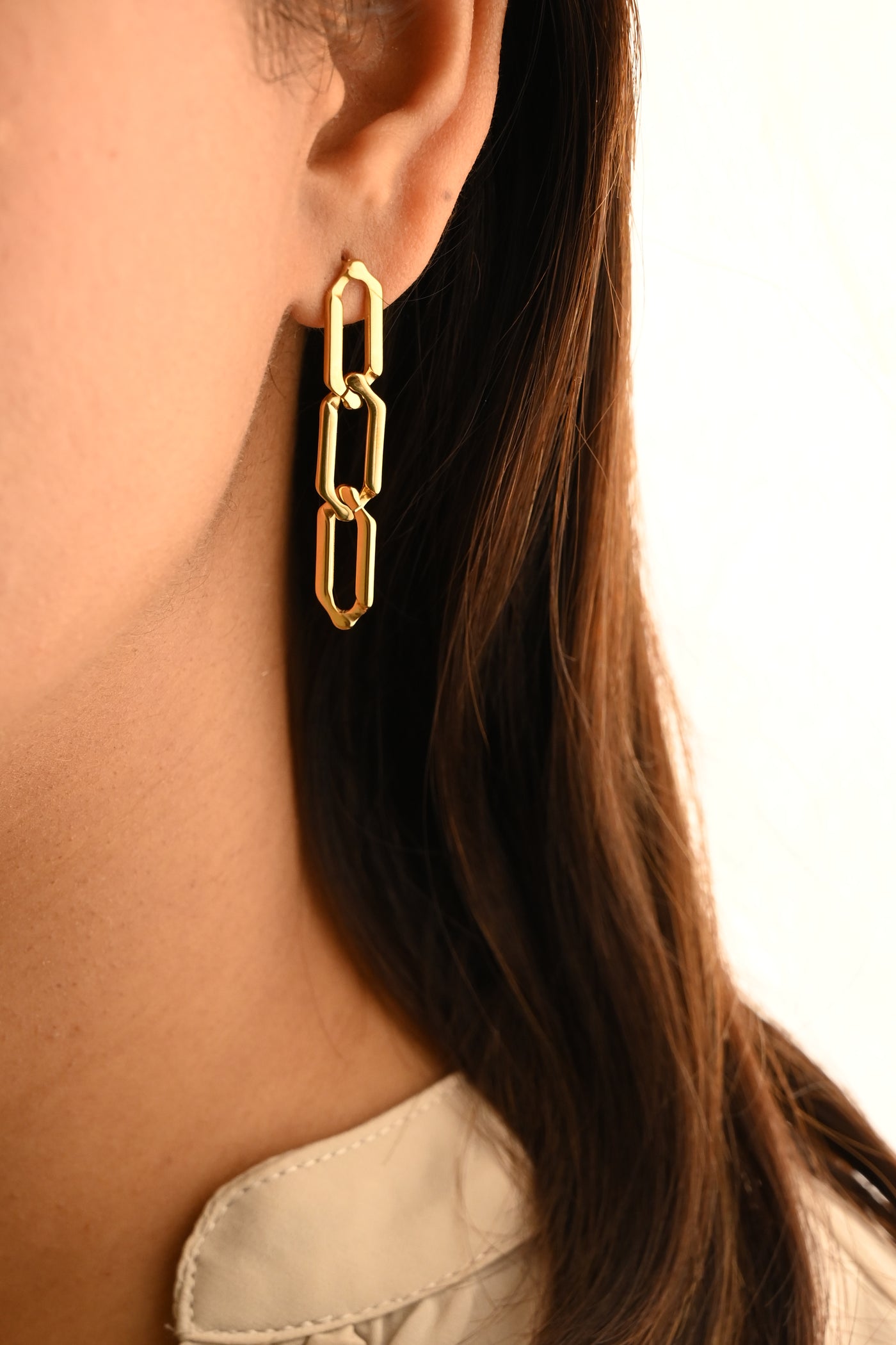 18K Gold-filled Link Chain Stud Earrings