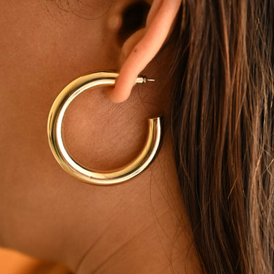 Thick hoop earrings