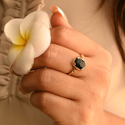 Black Agate Stone Ring