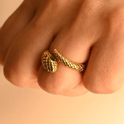 18K Gold-Filled Snake Wrap Ring for Women