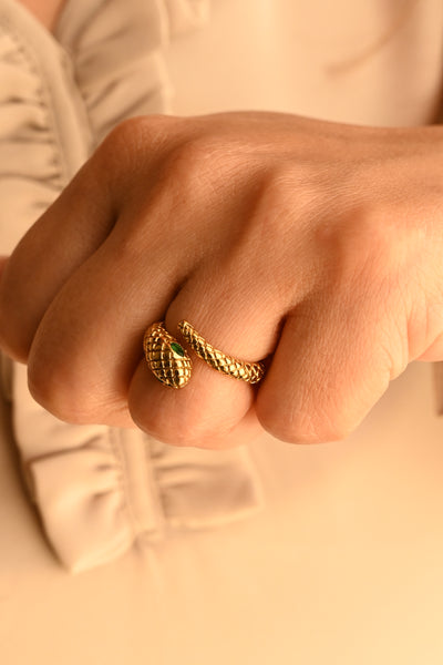 18K Gold-Filled Snake Wrap Ring for Women