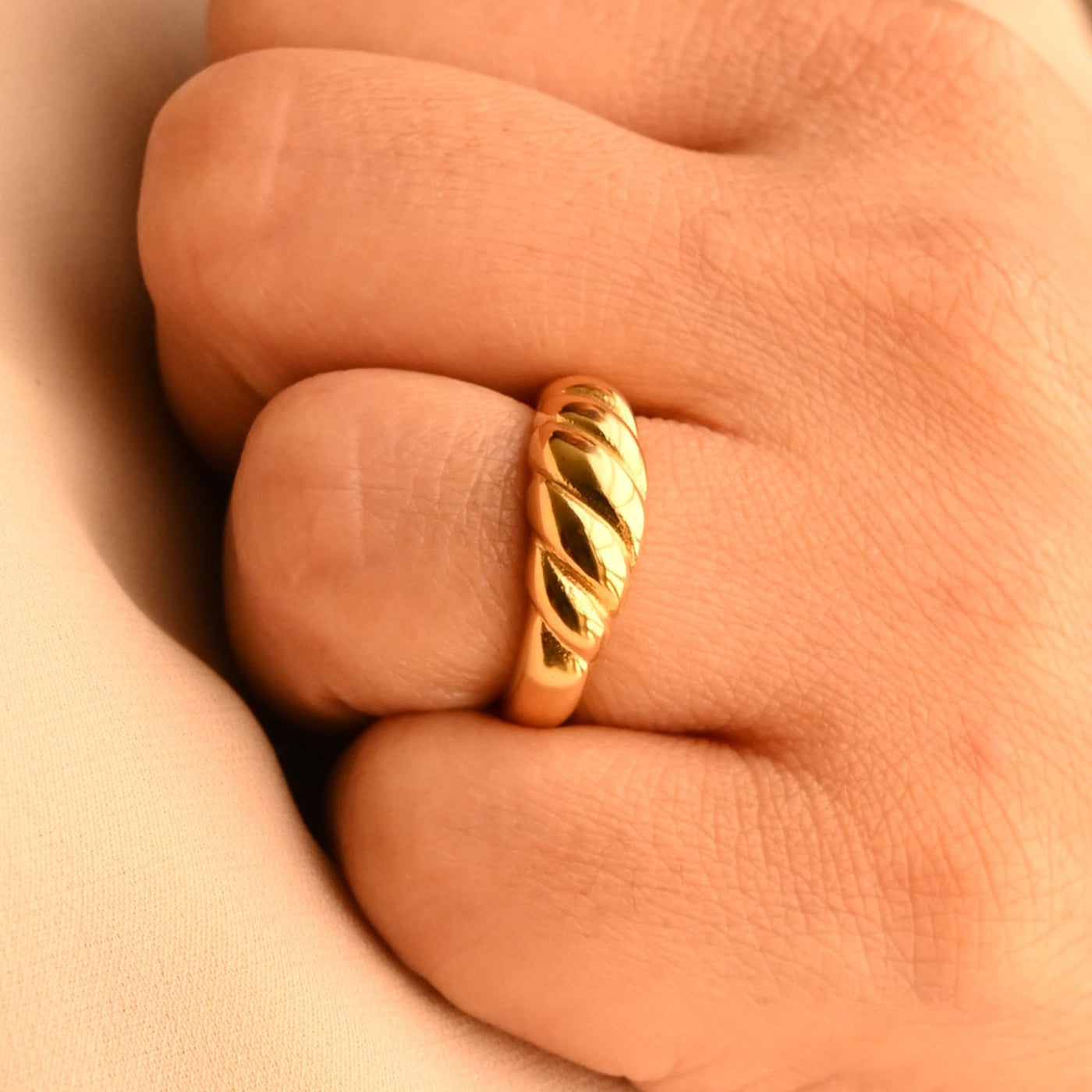 18K Gold-Filled Twisted Dainty Dome Ring