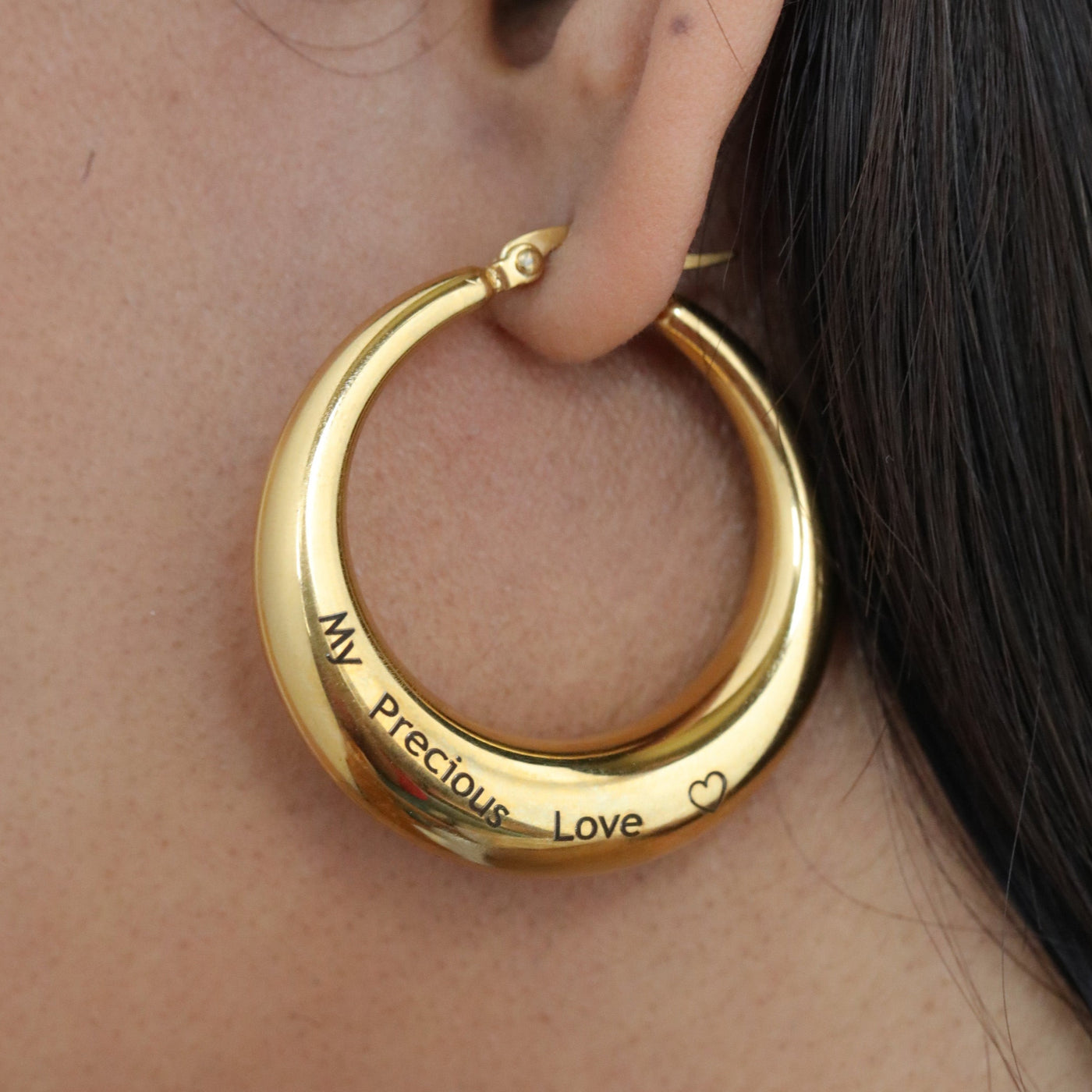 18K Gold-Filled Custom Name Hoop Earrings - Personalized Large Hoops