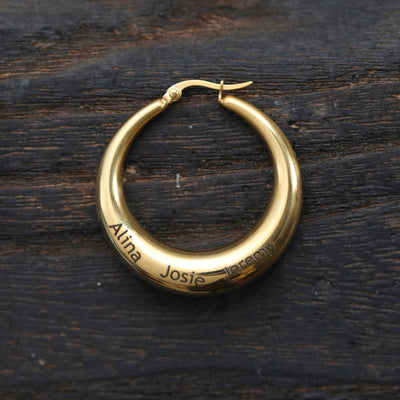 18K Gold-Filled Custom Name Hoop Earrings - Personalized Large Hoops for Women