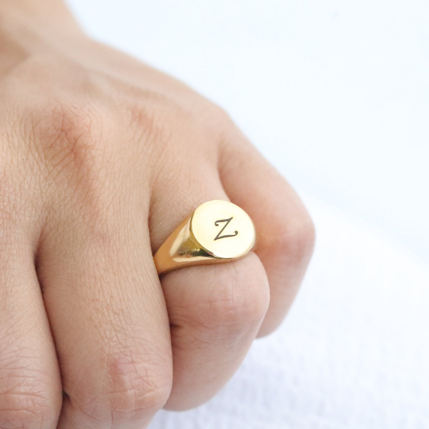 18K Gold-Filled Custom Ring • Personalized Engraved Letter Ring