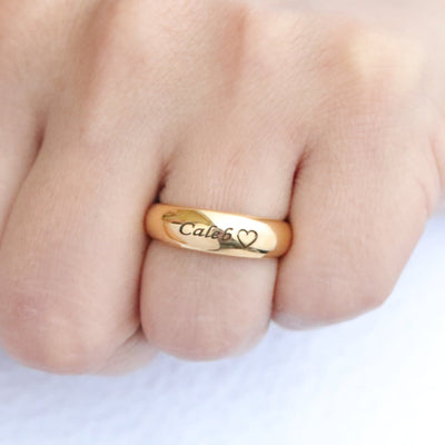 18K Gold-Filled Custom Name Engraved Ring - Personalized Jewelry Gift