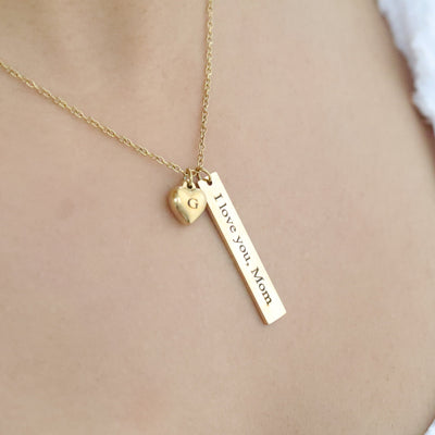 18K Gold-Filled Custom Bar Necklace • Engraved Name Personalized Necklace