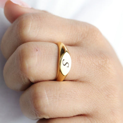 Custom Engraved Letter Ring