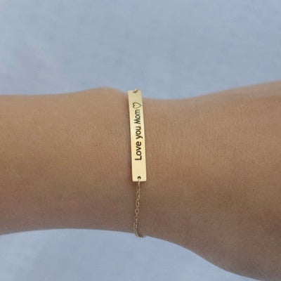 18K Gold-Filled Personalized Name Bracelet - Customized Engraved Name Plate Bracelet