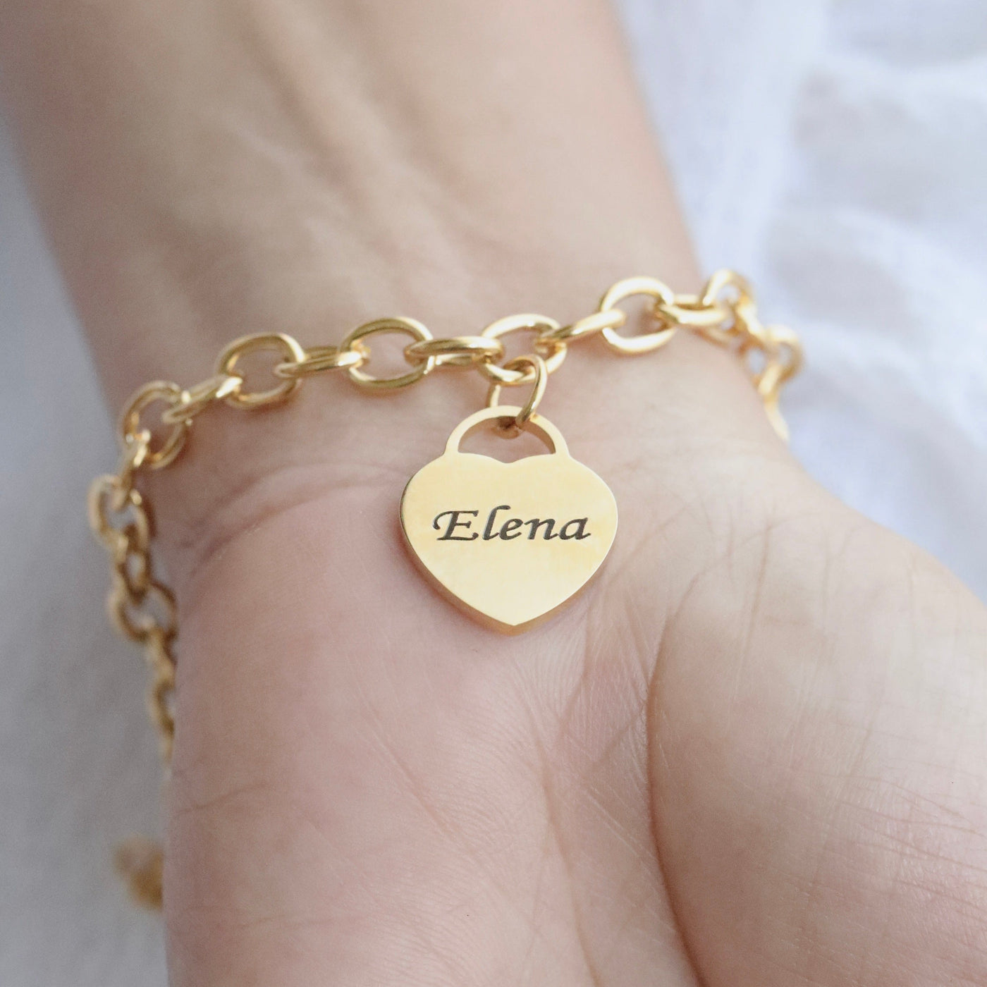 Personalized Heart Charm Bracelet