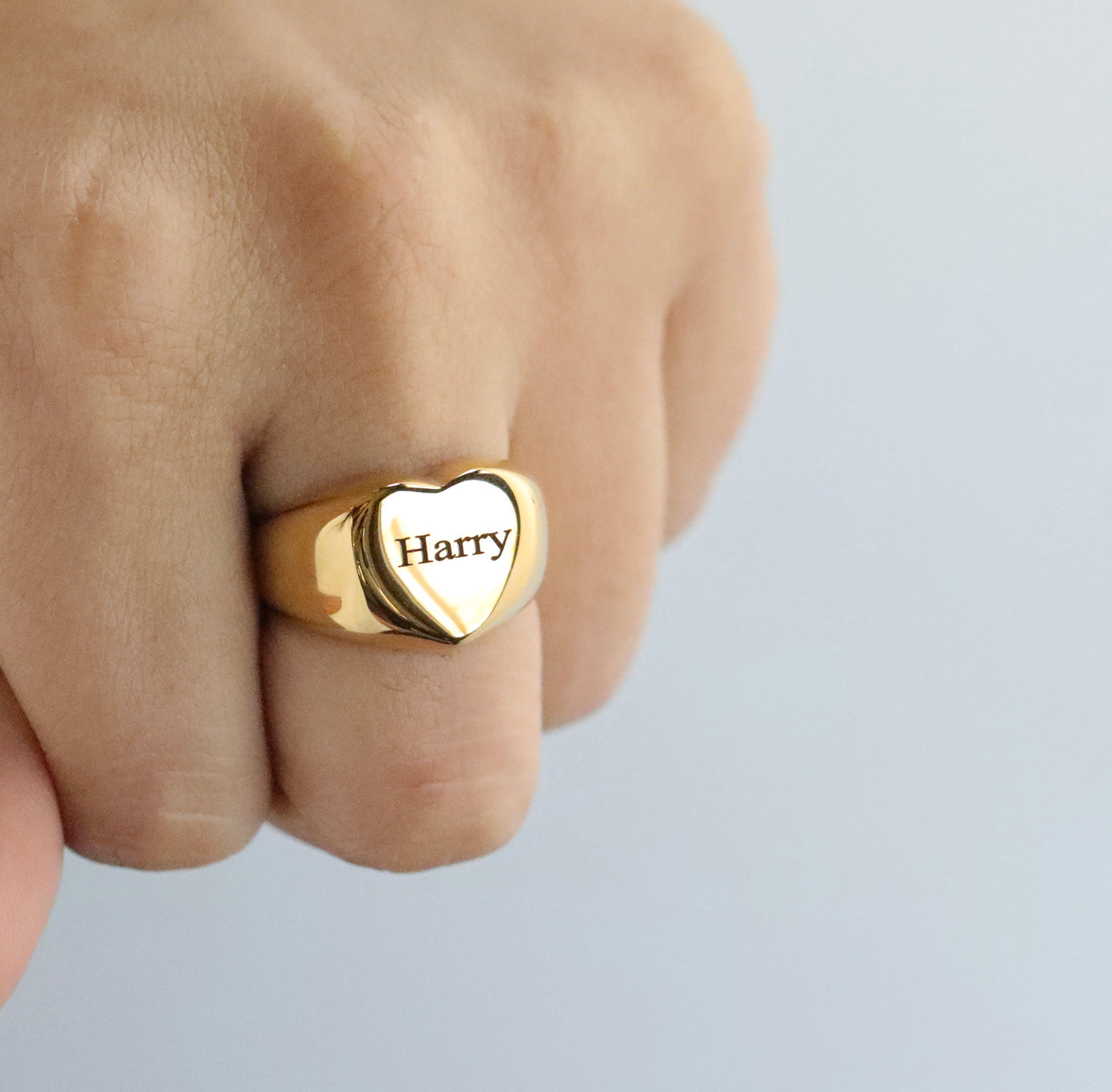 18K Gold-Filled Personalized Ring • Custom Engraved Heart Name Ring