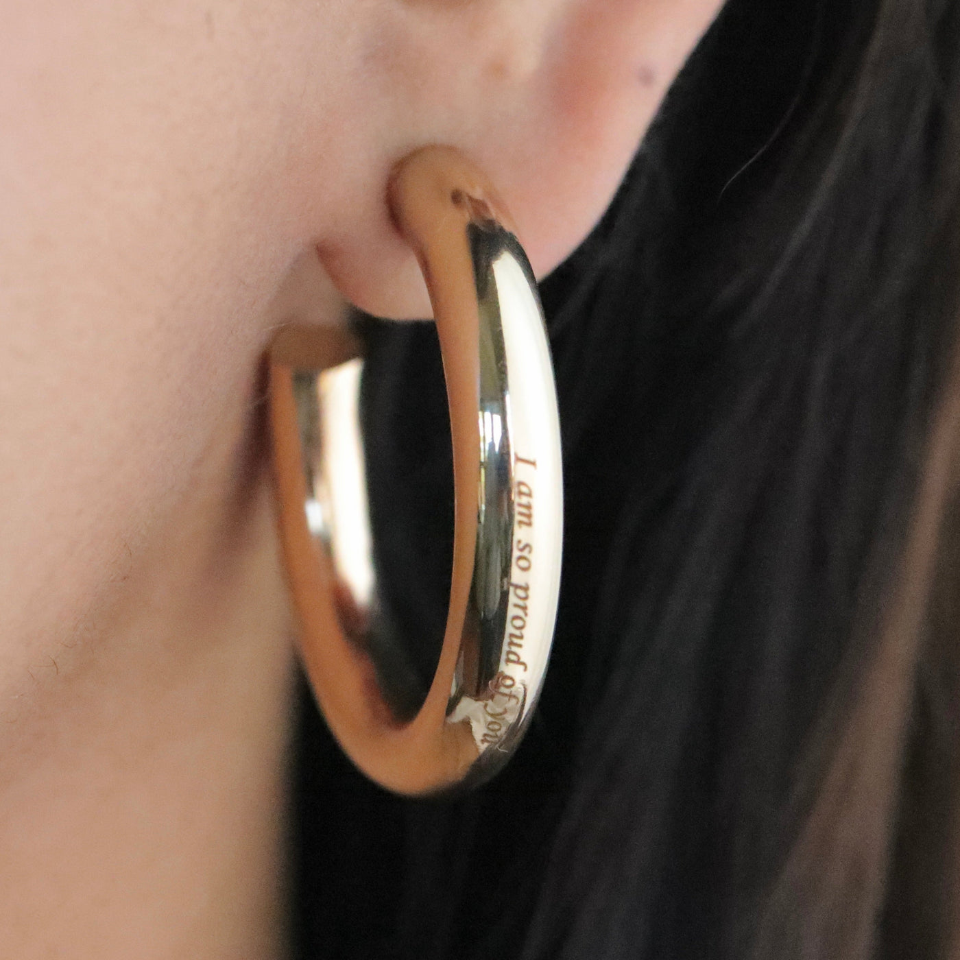 14K Gold-Filled Personalized Engraved Hoop Earrings | Custom Thick Hoops