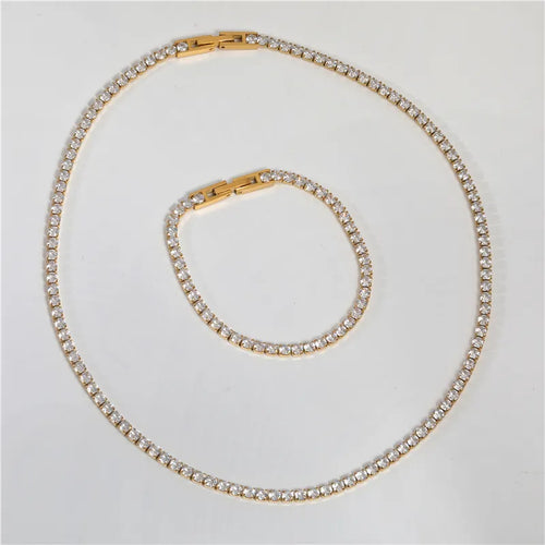 Tennis Necklace Bracelet Set