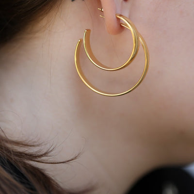 18K Gold-Filled Large Flat Hoop Earrings