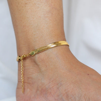18K Gold-Filled Herringbone Anklet and Bracelet