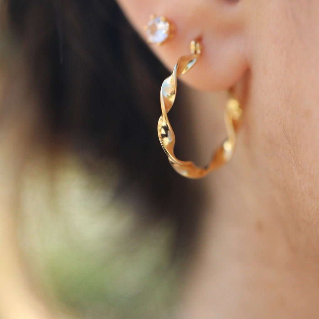 18K Gold-Filled Twisted Hoop Earrings